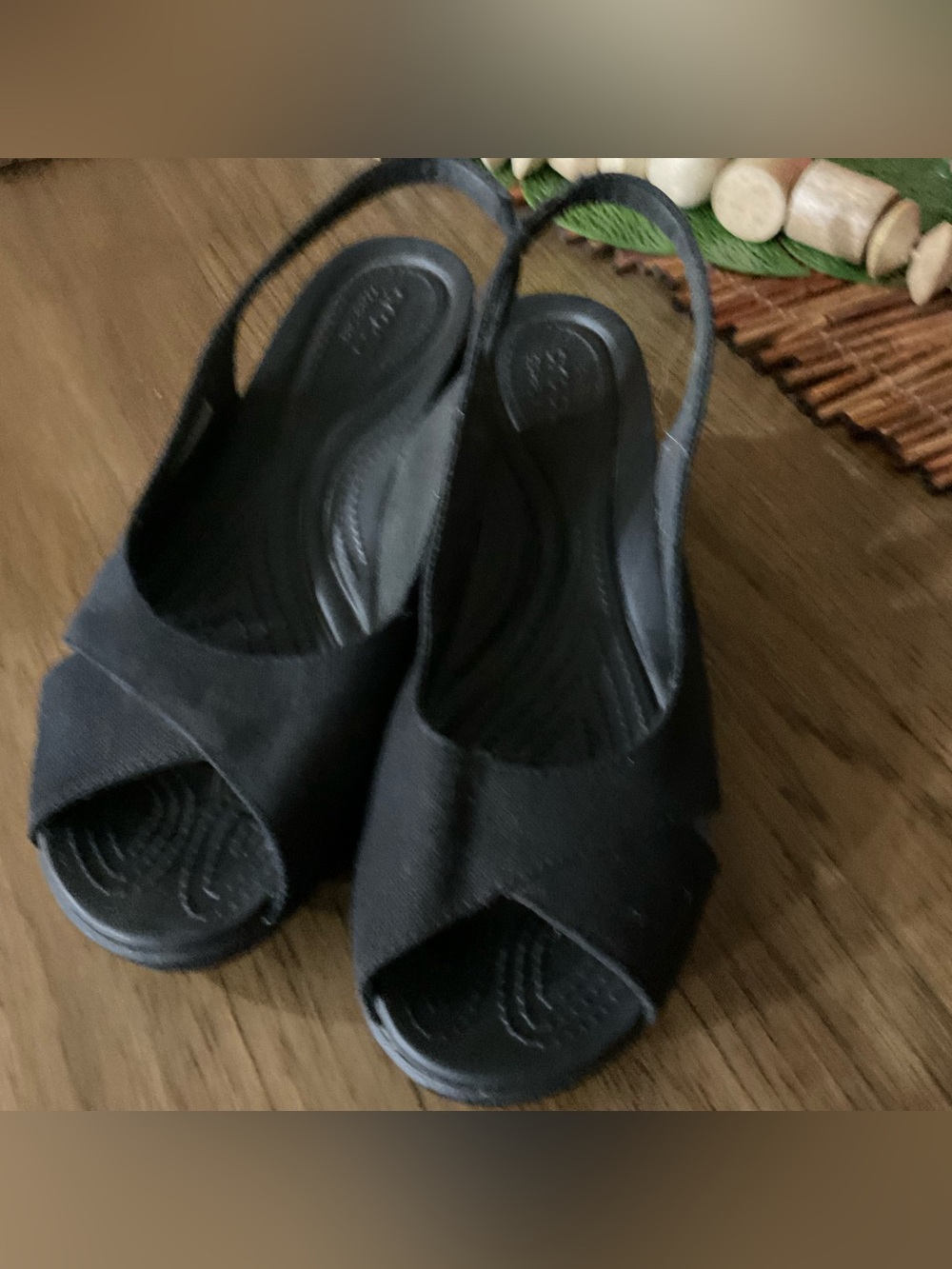 Crocs, Brand Black Women's Sling Back Wedge Sandals Size 11 W.